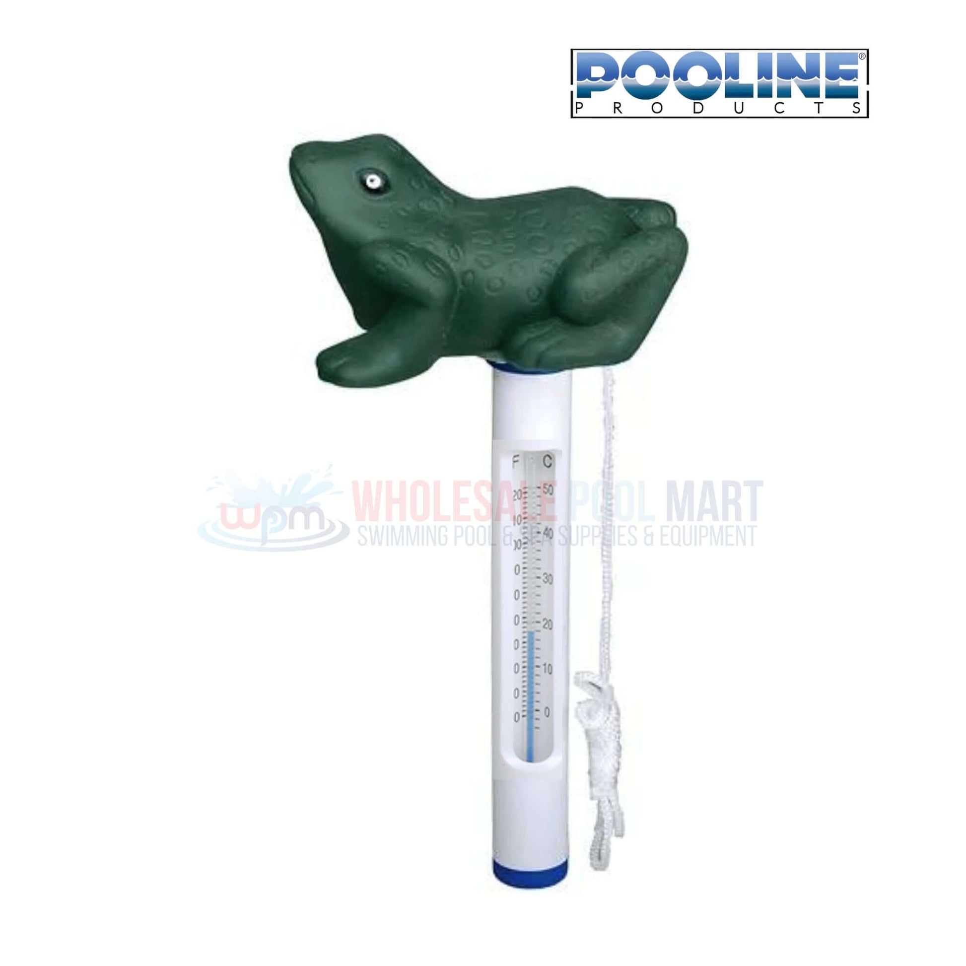 Pooline Swimming Pool and Spa Thermometer in Frog design by Wholesale Pool Mart WPM for accurate temperature readings.