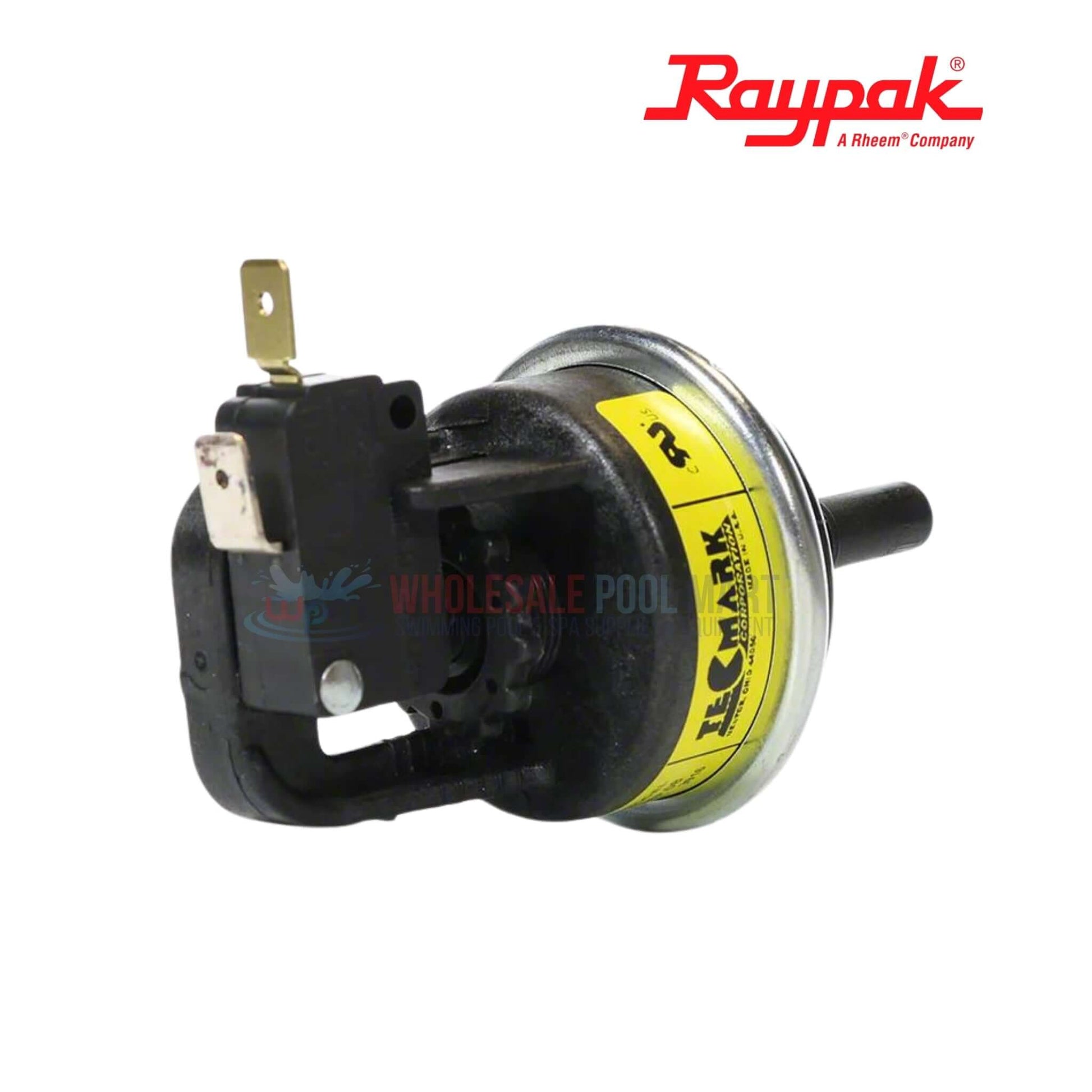 Raypak Pressure Switch 006737F for Low Nox Heaters at Wholesale Pool Mart (WPM), ensuring safe heater operation.