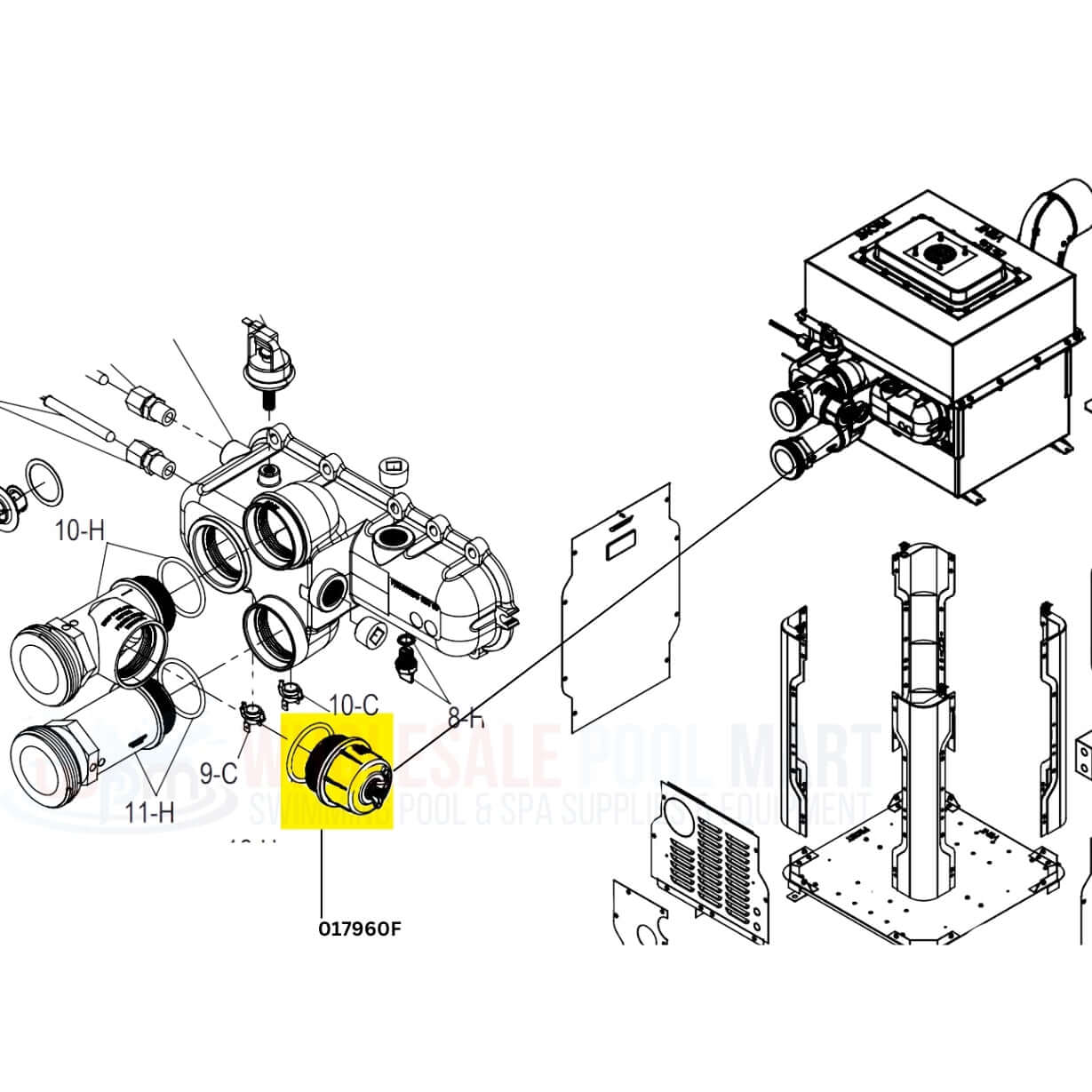 Raypak ProTek Shield Assembly 017960F for gas fired heaters at Wholesale Pool Mart WPM diagram