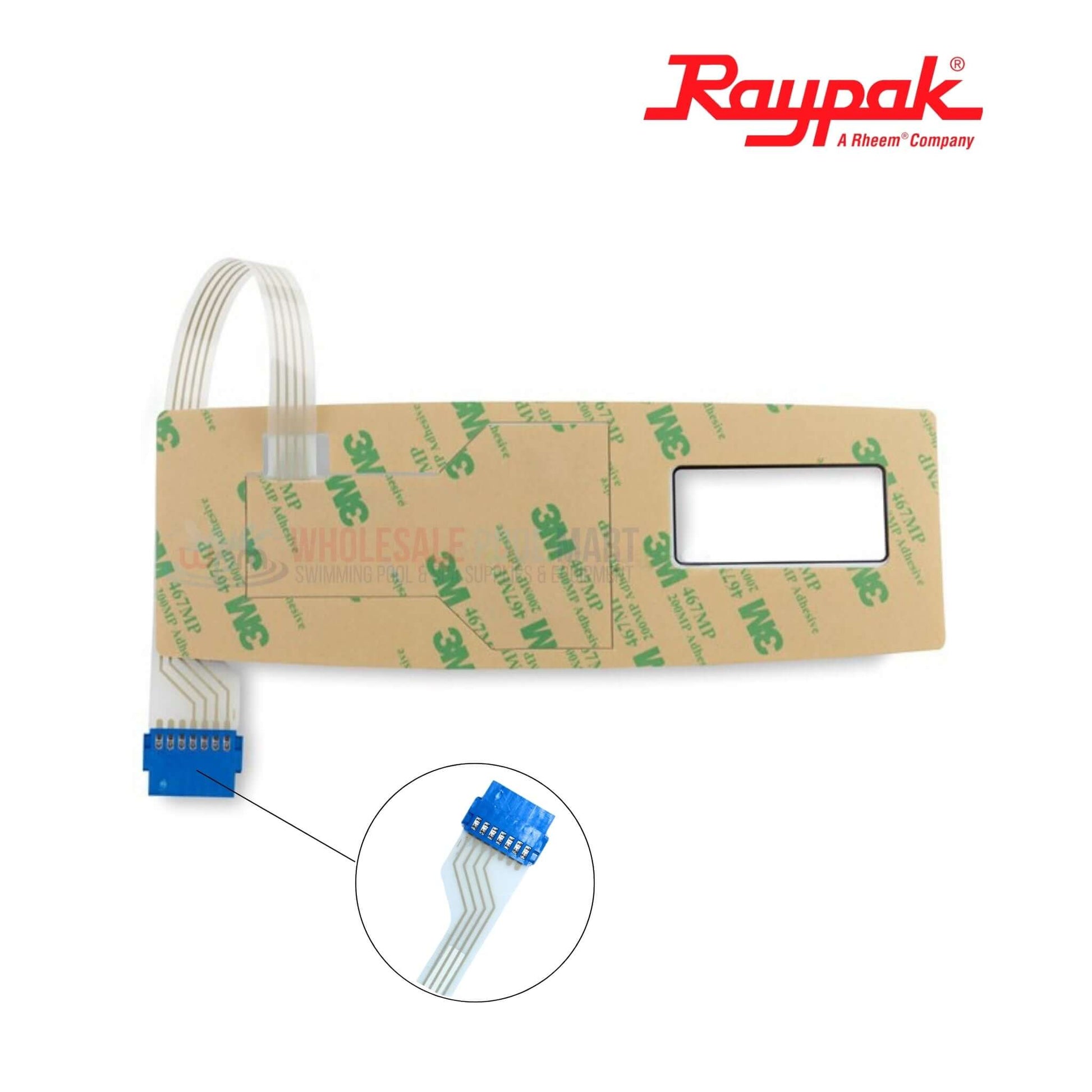 Raypak Switch Decal Membrane 009492F for heaters, from Wholesale Pool Mart WPM, durable replacement part.