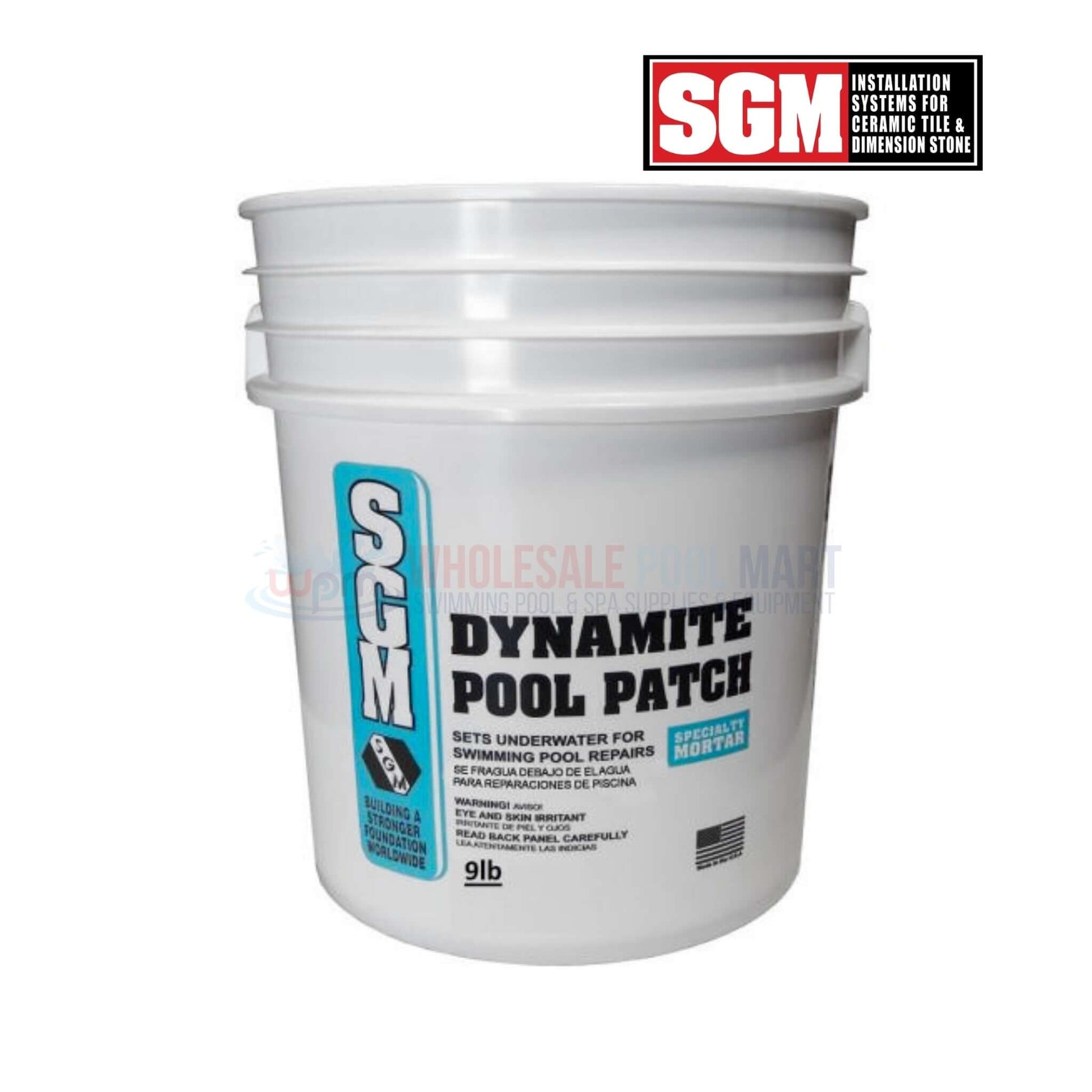 SGM Dynamite Pool Underwater Patch repairs 9lbs by Wholesale Pool Mart for durable pool repairs.
