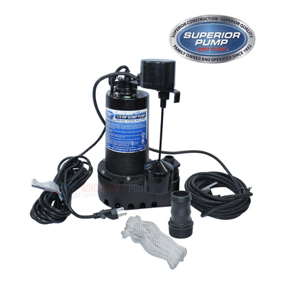 Superior Cast Iron Water Drain Submersible Pump | 3600 GPH | 1/3 HP | 92359