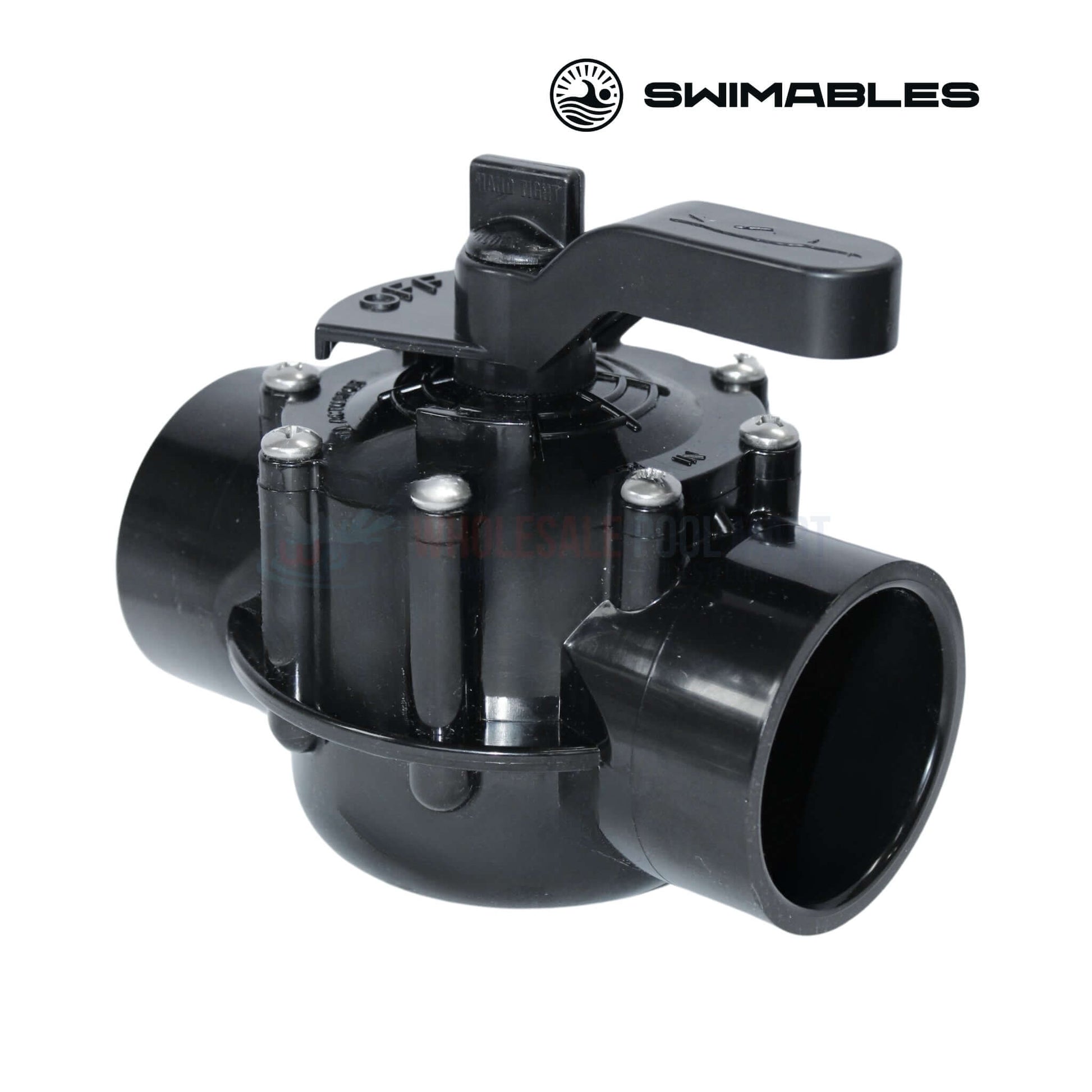 Swimables CPVC Diverter Valve SW-35-220, 2" x 2.5" with Wholesale Pool Mart WPM logo, ideal for pool and spa systems.