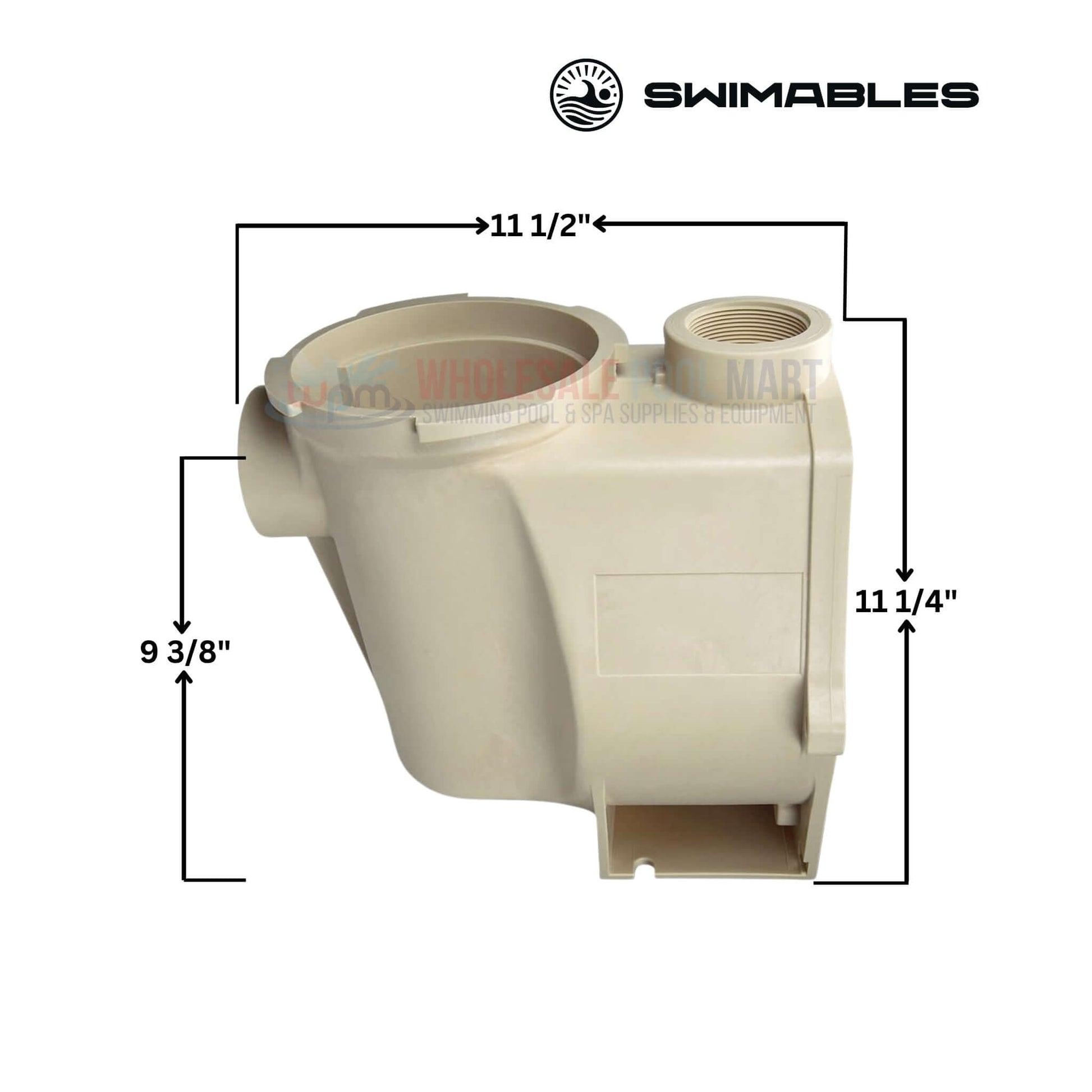 Swimables Wet End Volute Pot Kit for 3 HP pumps with dimensions 11 1/2" x 9 3/8" x 11 1/4" from Wholesale Pool Mart WPM.