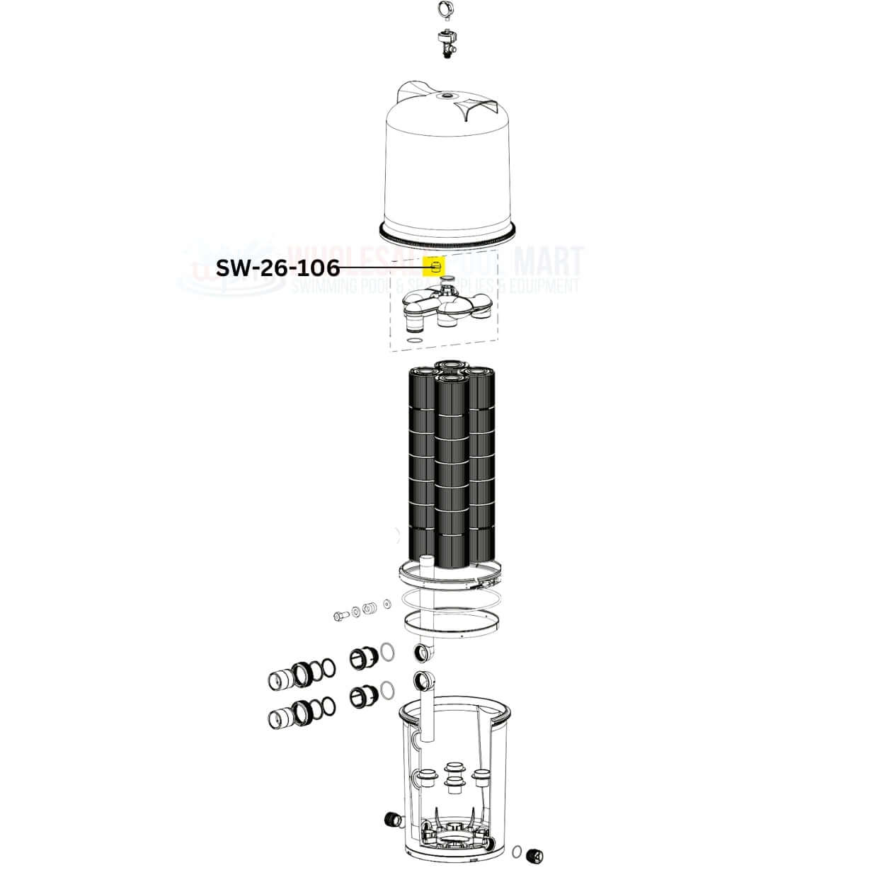 SW-26-106 Swimables Air Bleeder Screen Cap for Pentair Filters | Wholesale Pool Mart WPM diagram