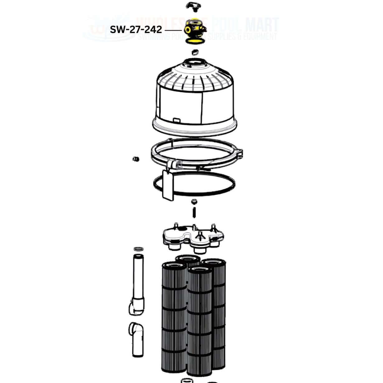 Diagram of Swimables Complete Manual Air Relief Assembly SW-27-242 for Hayward Filter | Wholesale Pool Mart WPM
