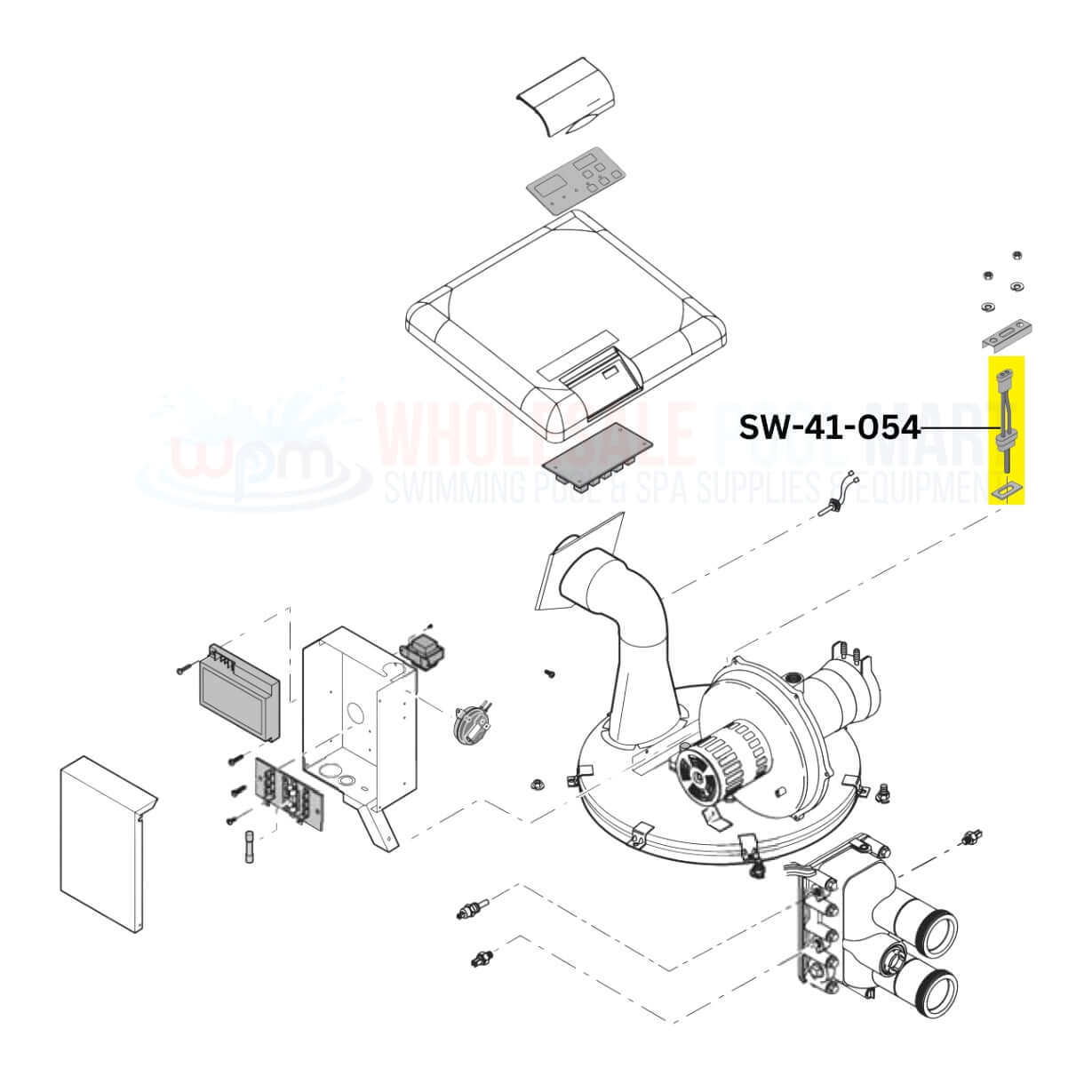 Diagram of Swimables Igniter With Gasket Kit SW-41-054 for Pentair heaters from Wholesale Pool Mart WPM.