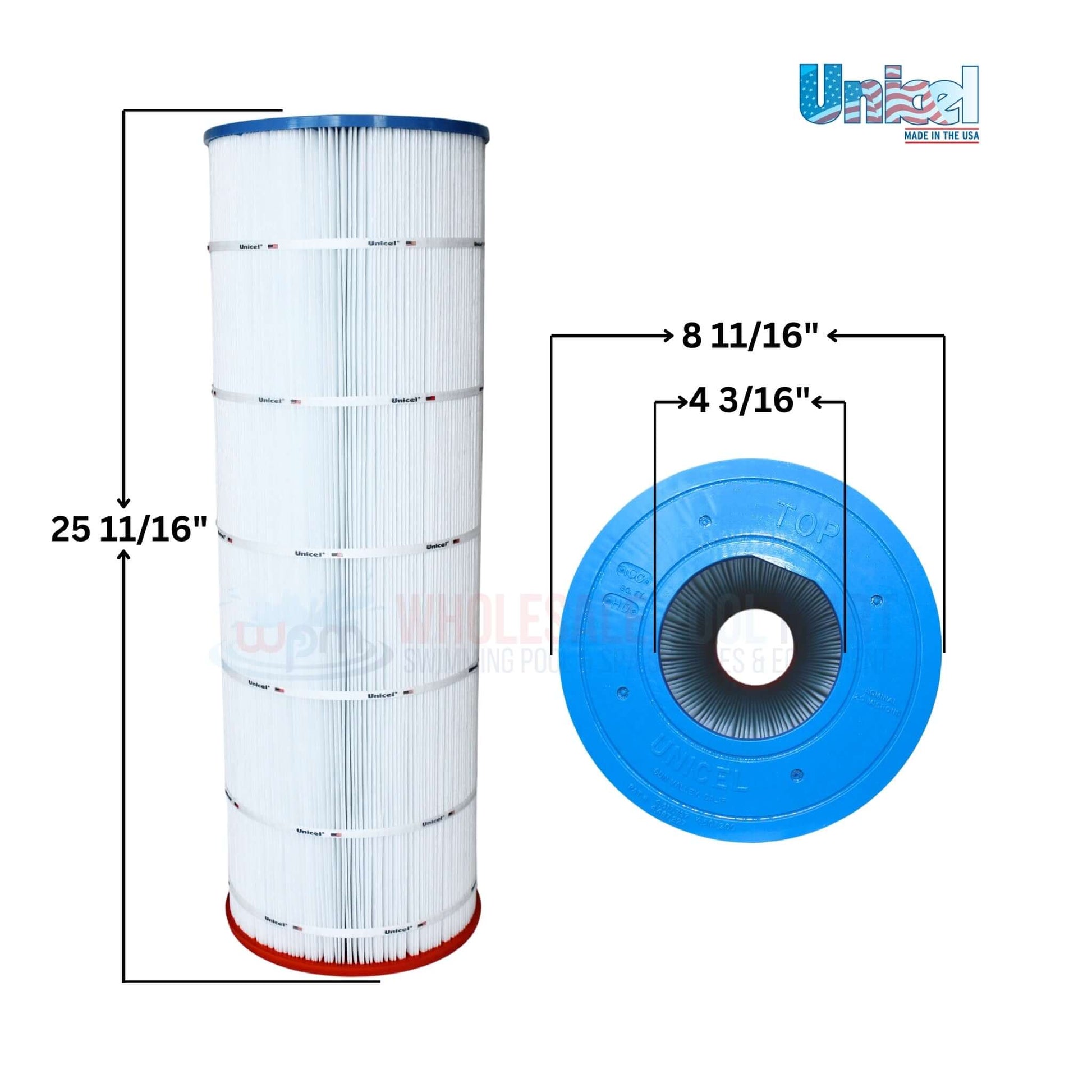 Unicel UHD-SR100 Pool Filter Cartridge, 102 Sq Ft, Dimensions: 25-11/16" x 8-11/16", Wholesale Pool Mart WPM