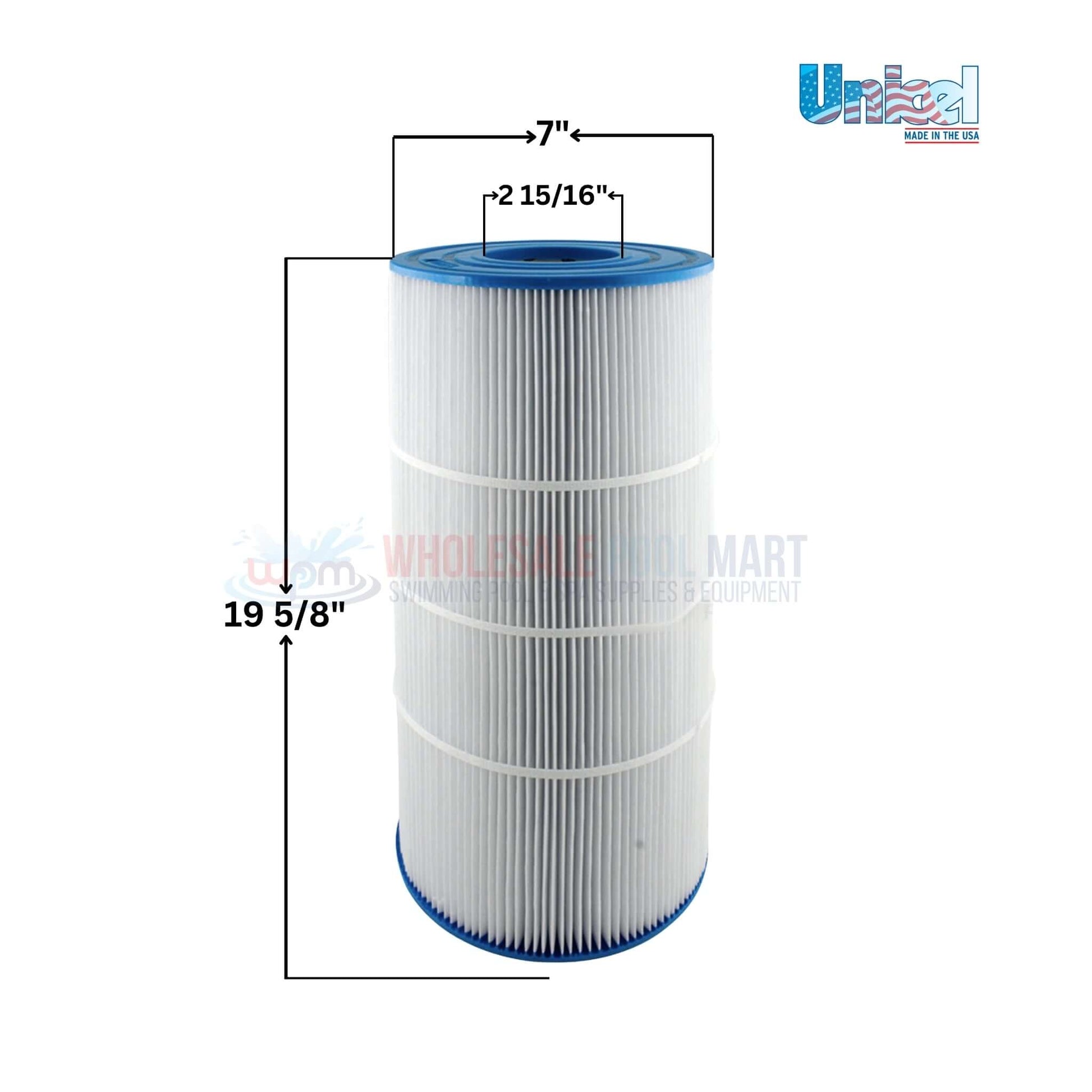 Unicel C-7460 pool filter cartridge with dimensions, 60 sq ft area, at Wholesale Pool Mart WPM.