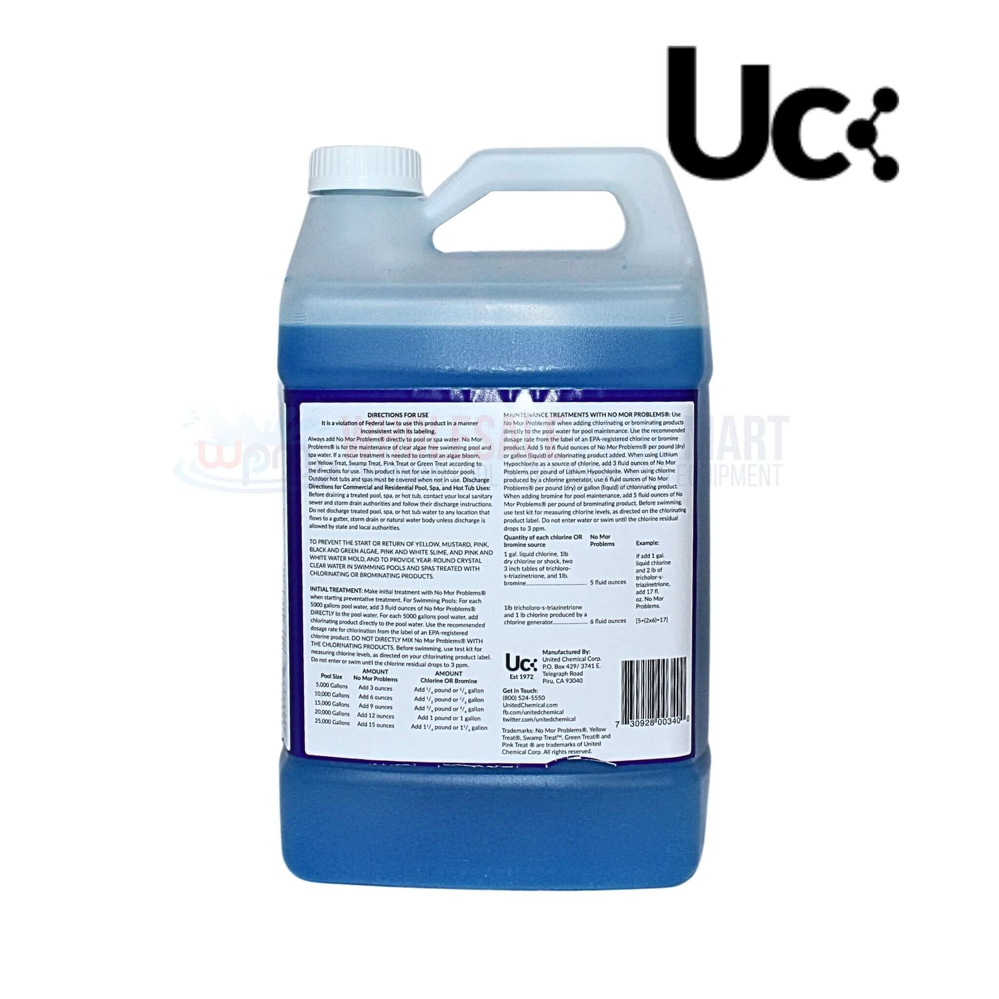 United Chemicals No Mor Problems NMP-4GAL algaecide from Wholesale Pool Mart WPM for swimming pools