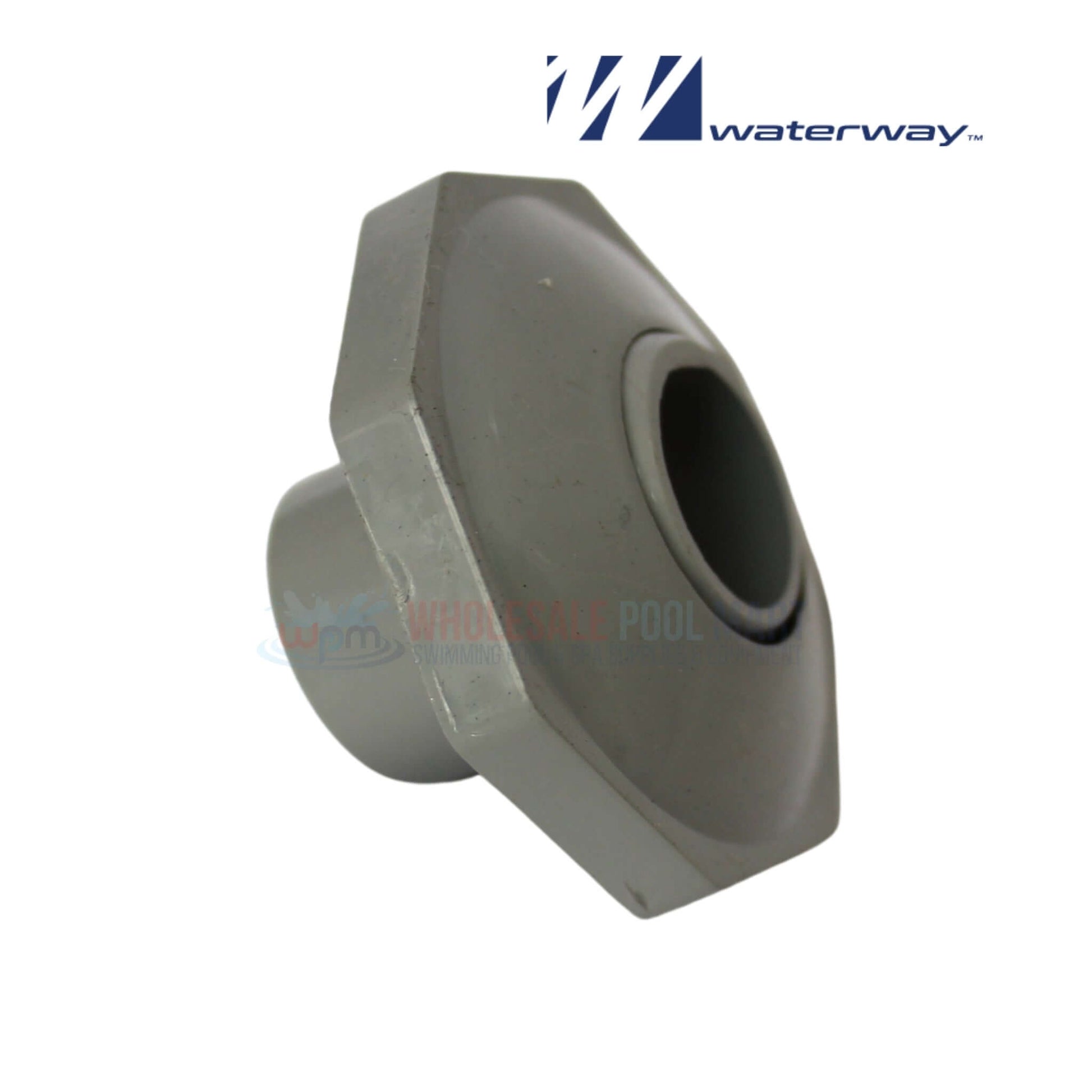 Waterway Plastics Eyeball Fitting 1 inch Gray 400-9187 from Wholesale Pool Mart WPM for efficient pool circulation.