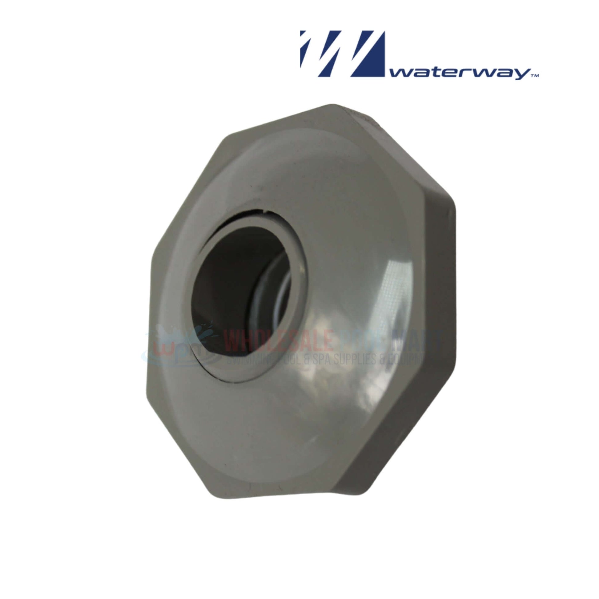 Waterway Plastics Eyeball Fitting 1 inch Gray 400-9187 from Wholesale Pool Mart WPM for efficient pool water flow.