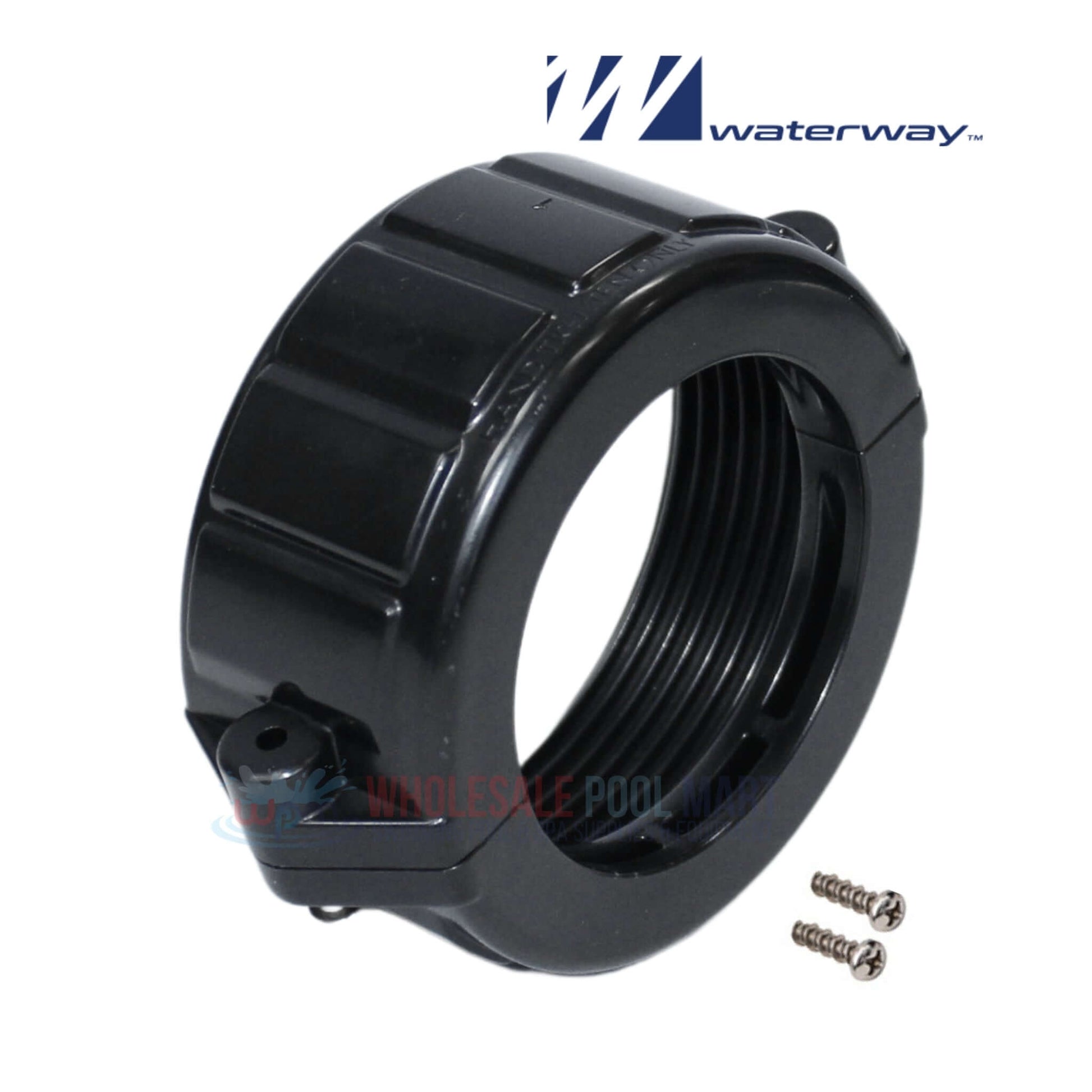 Waterway Split Nut 2 inch Heater 400-5161B for pool systems by Wholesale Pool Mart WPM with installation screws.