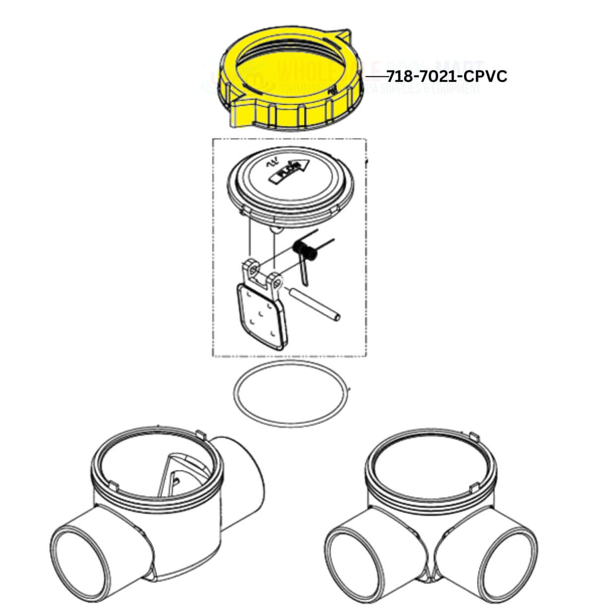 Waterway CPVC Check Valve Lock Ring 718-7021-CPVC for effective pool maintenance - Wholesale Pool Mart WPM