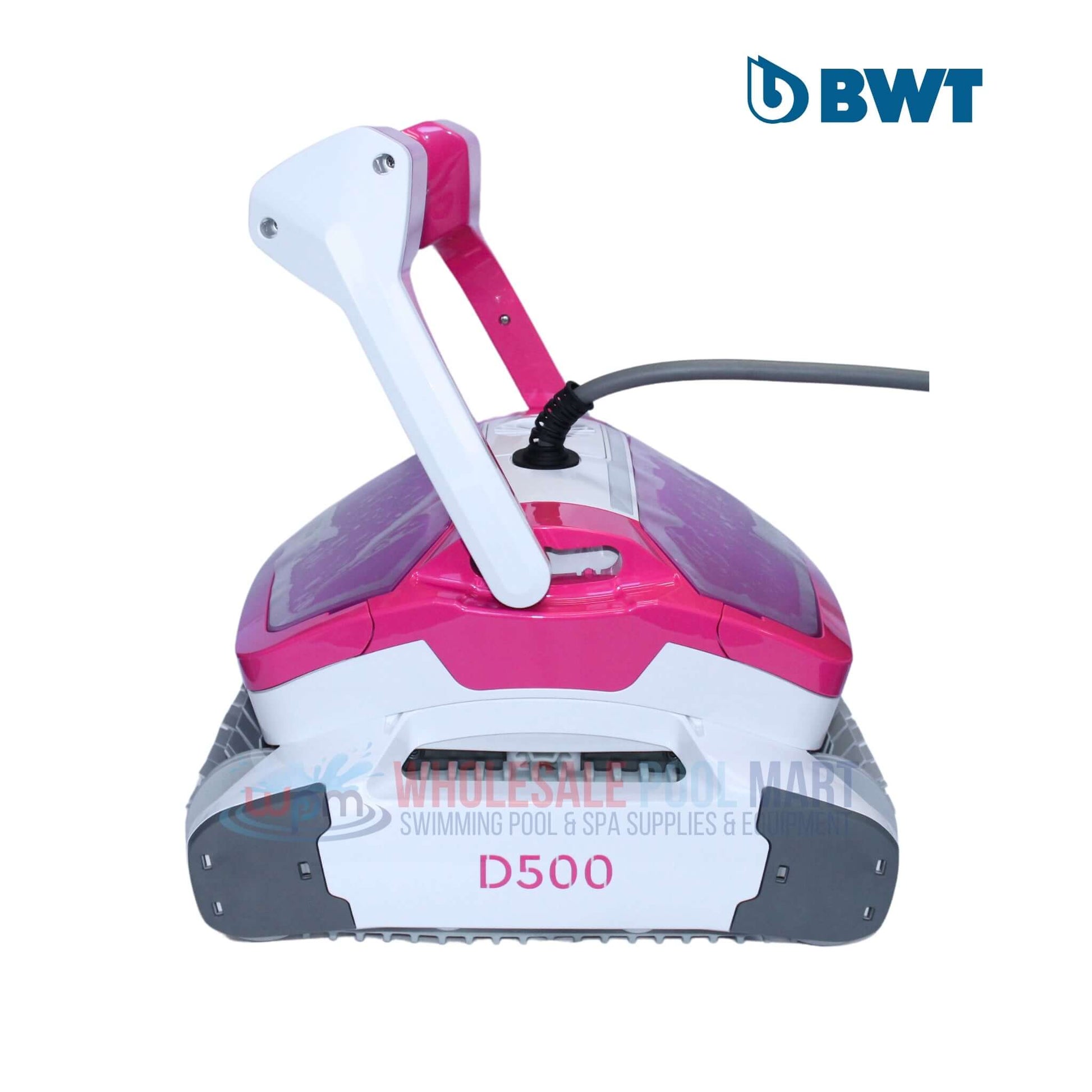 BWT D500 Pool Robotic Cleaner with 60 ft Cord from Wholesale Pool Mart WPM, featuring adjustable nozzles and Smart Navigation.