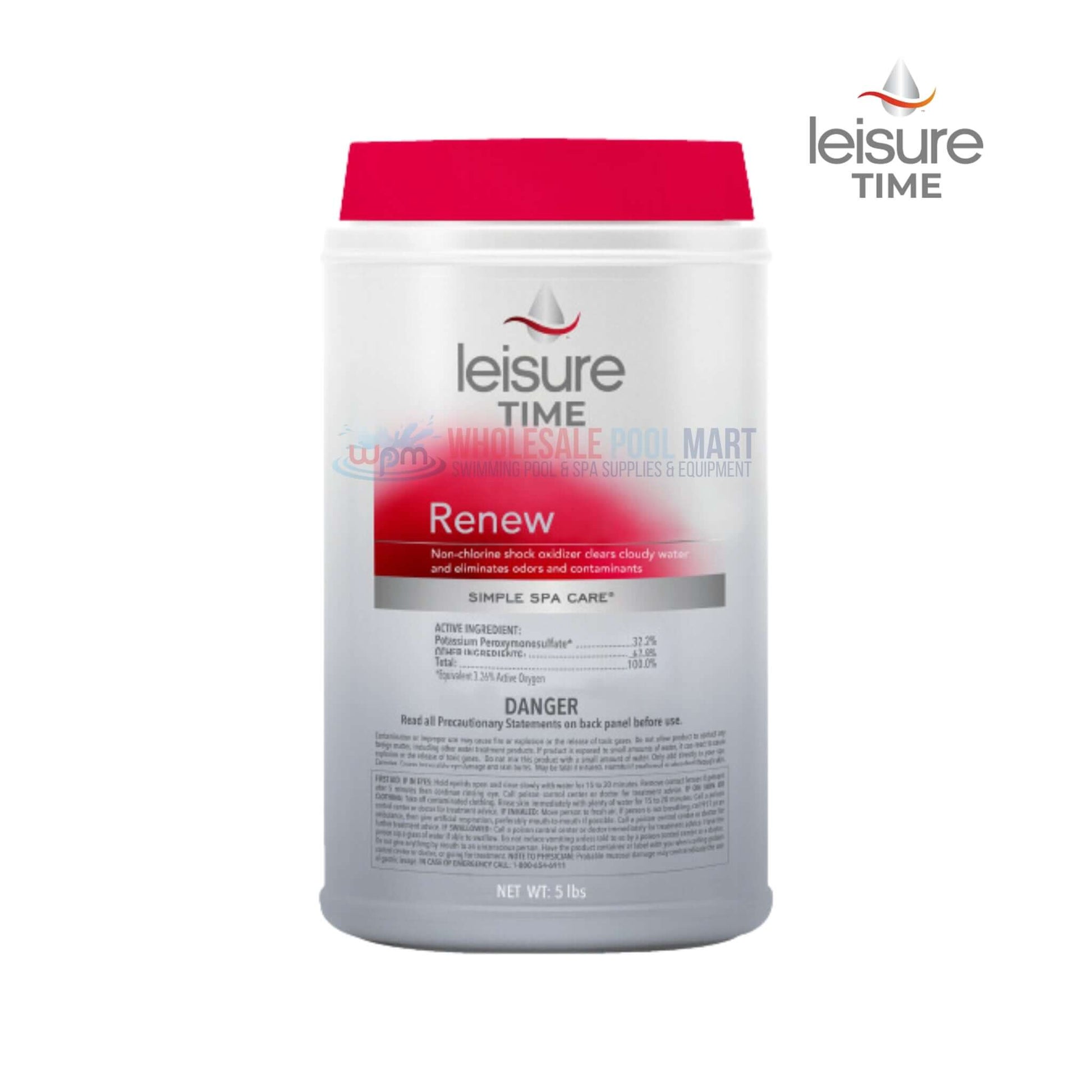Leisure Time Renew non-chlorine shock oxidizer for spas and hot tubs 5 lbs from Wholesale Pool Mart WPM.