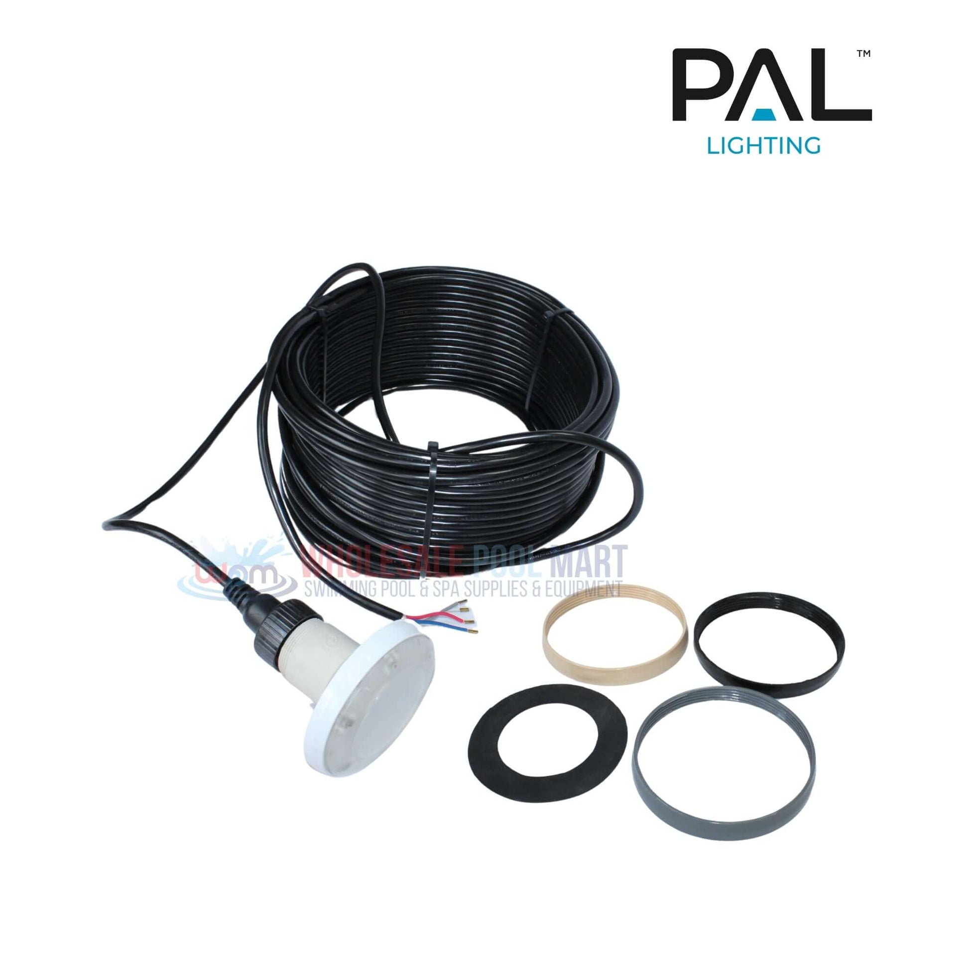 PAL Lighting Treo Max Multi Color Nicheless Pool Light with 80 ft. cable and fittings from Wholesale Pool Mart WPM.