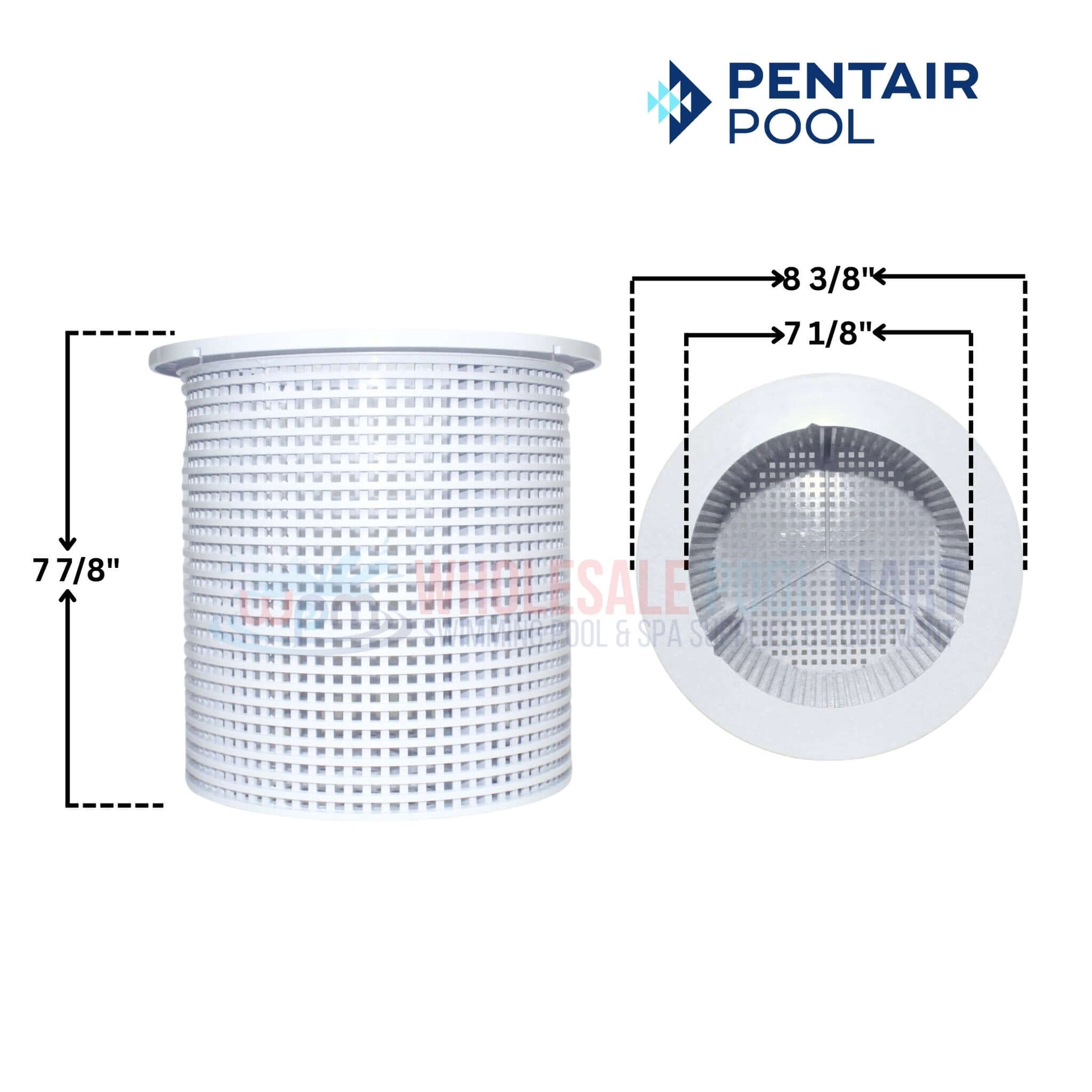 Pentair Admiral Floating Weir Skimmer Basket dimensions, 8 3/8" x 7 1/8", from Wholesale Pool Mart WPM.