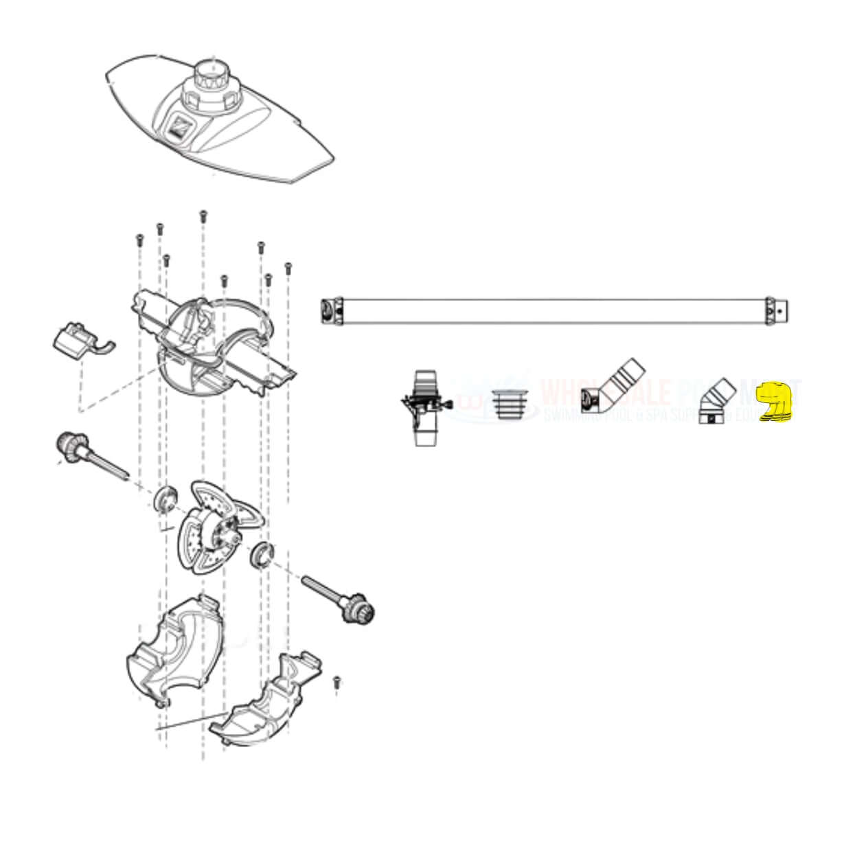Zodiac cyclonic scrubbing brush replacement parts for MX8 and MX6 Elite by Wholesale Pool Mart WPM.