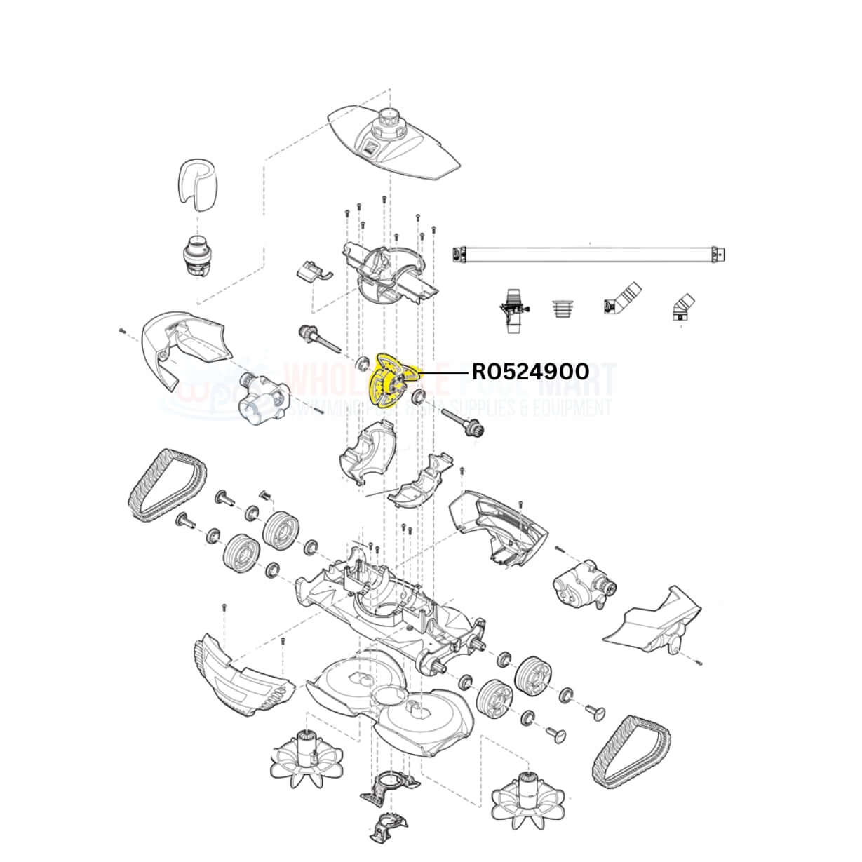 Zodiac Engine Assembly R0524900 parts diagram for MX6 and MX8 pool cleaners at Wholesale Pool Mart WPM.